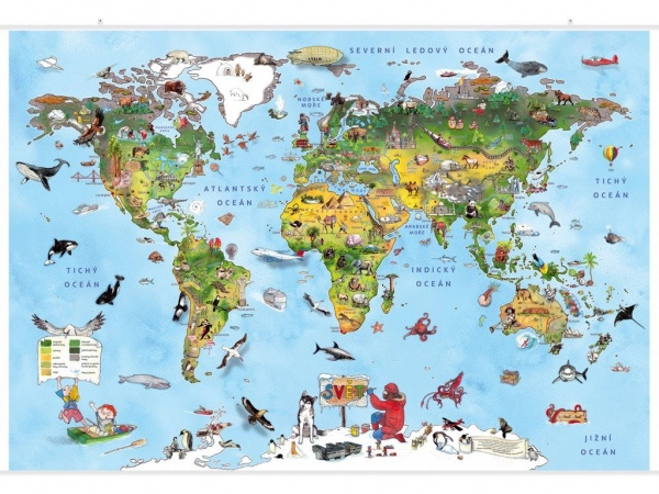 Ilustrovaná mapa světa s lištami Kartografie
